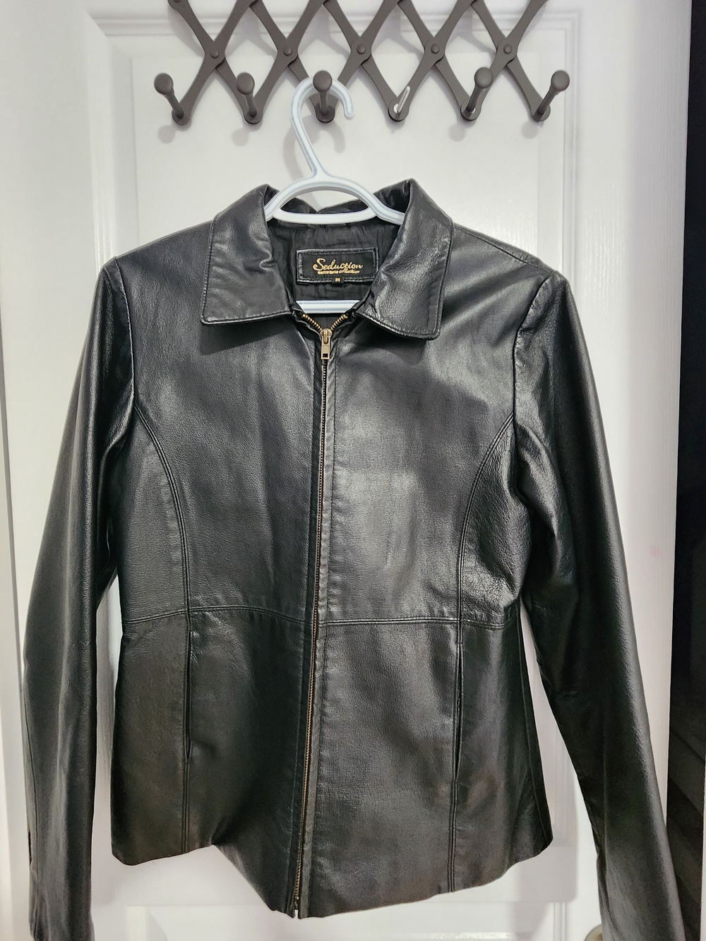 EUC Seduction Black Leather Zip Jacket for Women